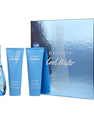 ESTUCHE COOL WATER DAMA 3 PIEZAS PERFUME 100ML + SHOWER GEL + CREMA PARA EL CUERPO