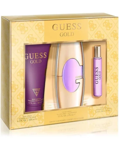 ESTUCHE GUESS GOLD 3PZ PERFUME 75ML + CREMA+ MINI PERFUME 15ml