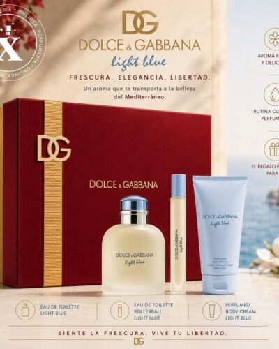 Estuche Dolce Gabbana Light Blue Hombre 3Pz Perfume 125ml + Mini 10ml + Shower Gel 50ml