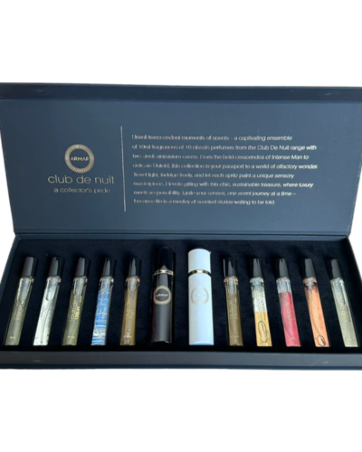 Estuche Armaf Club de Nuit Unisex Miniatura 10PZ Parfum Intense Man + SIllage + Urban Man Elixir + Iconic + Man + Intense Woman + Milestone + Untold + Woman + Imperiale 10ML C/U