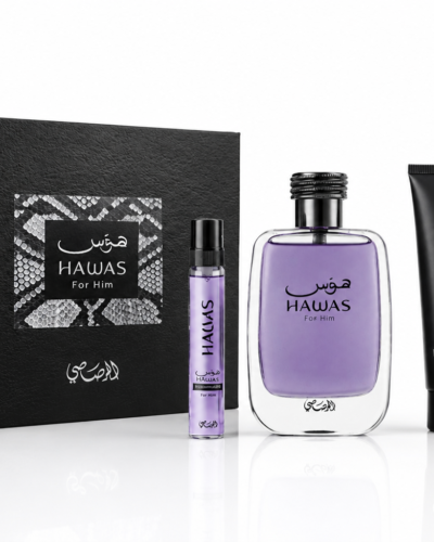 Estuche Rasasi Hawas By Rasasi Hombre EDT 3Pz Perfume 100ml / Perfume Mini 10ml / Gel De Ducha