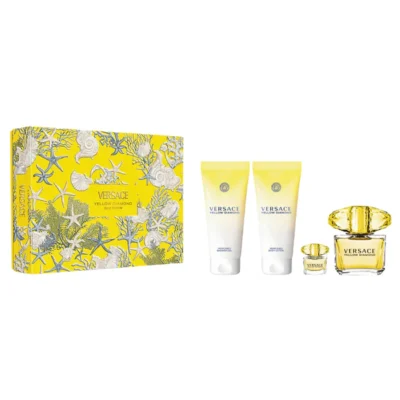 Estuche Versace Yellow Diamond Mujer EDP 4Pz Perfume 90ml / Perfume Mini 5ml / Crema Corporal / Gel De Ducha