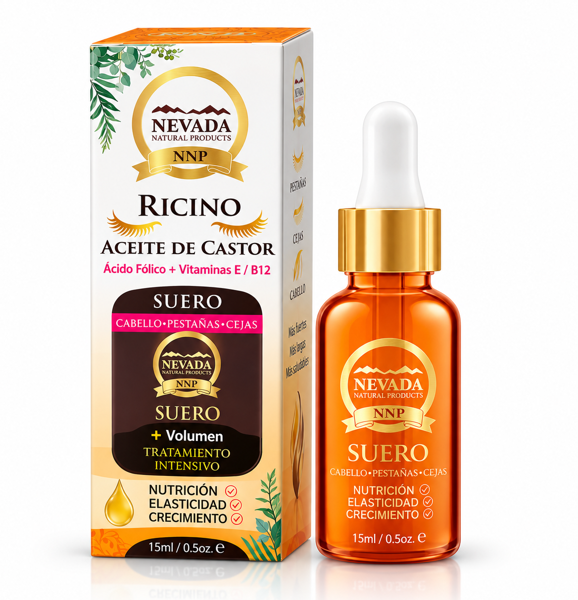 NEVADA SERUM CRECIMIENTO Y NUTRICION  P/ CEJAS Y PESTAÑAS ACEITE DE CASTOR 15ML - Imagen 1