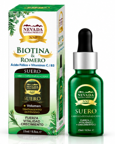 NEVADA SERUM CRECIMIENTO Y VOLUMEN  P/ CEJAS Y PESTAÑAS BIOTINA Y ROMERO 15ML