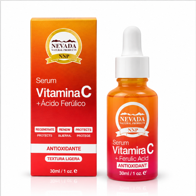 NEVADA SERUM FACIAL RENUEVA ,REGENERA Y PROTEGE VIT.C Y ACID.FERÚLICO 30ML - Imagen 2