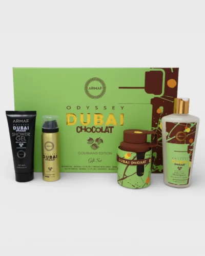 Estuche Armaf Odyssey Dubai Chocolat Unisex EDP 4 pz Gel de baño 100ml/Spray 50 ml/Perfume 100ml/Shampoo 250ml