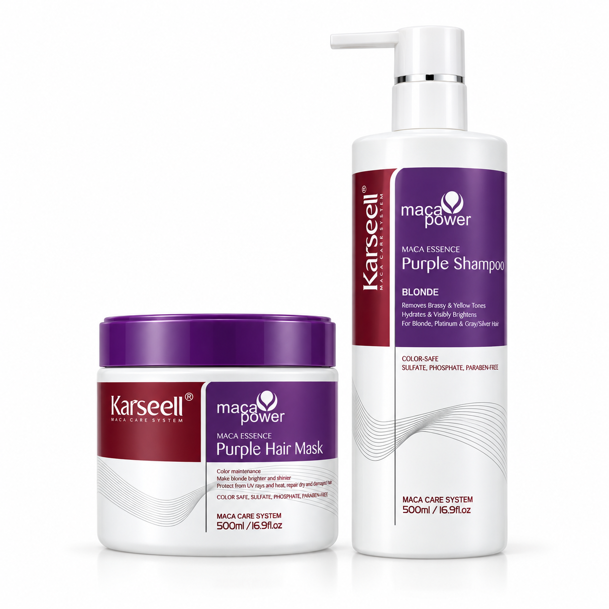 Estuche Karseell Maca Essence Purple 2Pz Crema Reparadora / Shampoo - Imagen 1