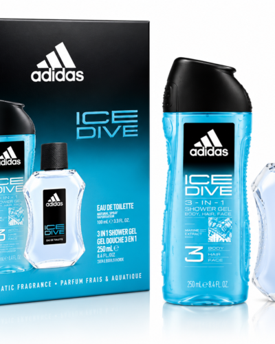 Estuche Adidas ICE DIVE hombre EDT 3PZ PERFUME 100ml/SHOER GEL 250ml /body spray 150ml