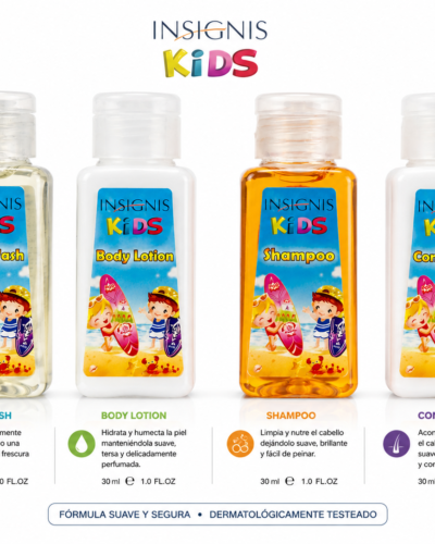 Estuche INSINGS KID Niño Miniatura 4Pz Acondicionador/Shampoo/Gel Ducha/Crema Corporal