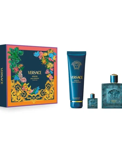 Estuche Versace Eros Pour Homme Hombre PARFUM 3Pz Perfume 100ml /Perfume Mini / Gel De Ducha