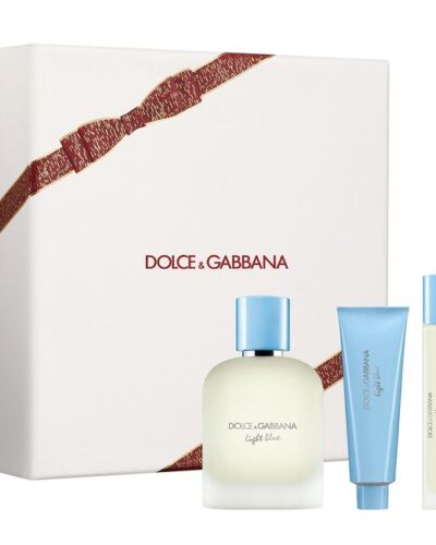 Estuche Dolce Gabbana Light blue Pour homme hombre EDT 3pz Perfume 100ml/Mini 10ml/Shower gel 50ml