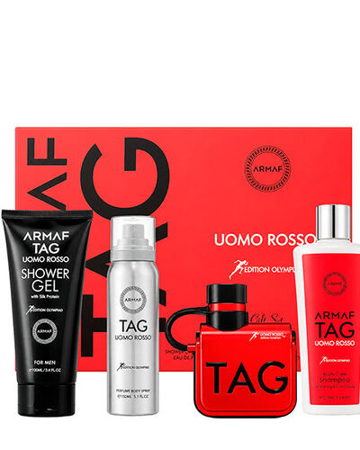 Estuche Armaf Tag Uomo Rosso Hombre EDP 4Pz Perfume 100ml / Gel De Ducha / Aerosol / Shampoo