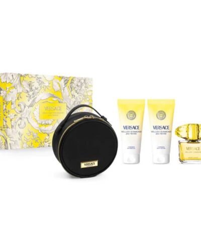 Estuche Versace Yellow Diamond pour femme Mujer EDT 4pz Perfume 90/shower gel 100ml/crema 100ml/bolso