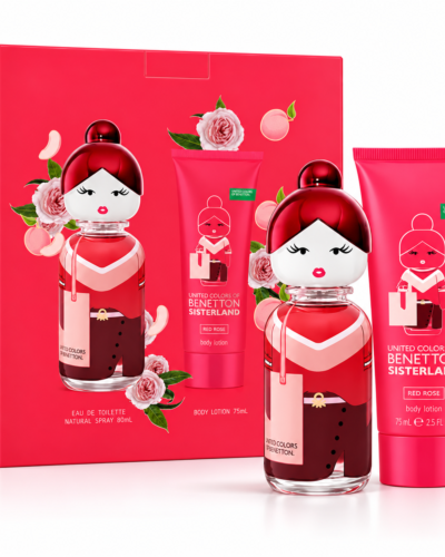 Estuche Benetton Sisterland Red Rose Mujer 2P Perfume 80ml + Body Lotion 75ml EDP