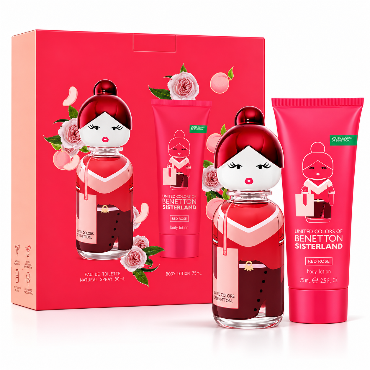 Estuche Benetton Sisterland Red Rose Mujer 2P Perfume 80ml + Body Lotion 75ml EDP